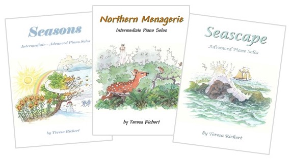 A few piano book covers - Seasons, Northern Menagerie, Seascape